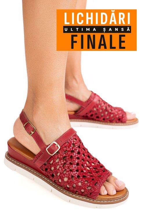 Sandale rosii piele naturala ts77im-a3751