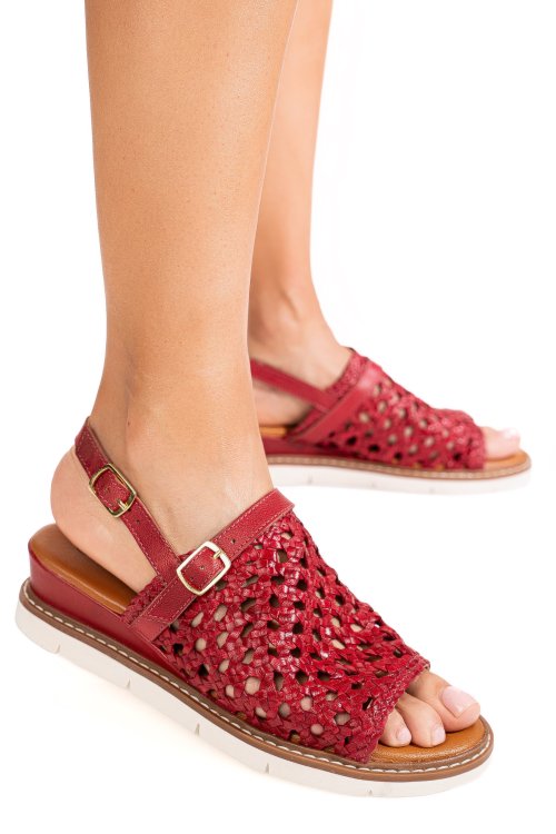 Sandale rosii piele naturala ts77im-a3751