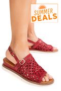 SANDALE ROSII PIELE NATURALA TS77IM-A3751