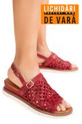 SANDALE ROSII PIELE NATURALA TS77IM-A3751