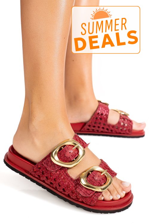Papuci rosii piele naturala ts77im-a4111
