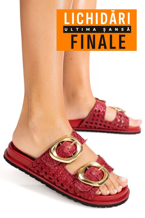 Papuci rosii piele naturala ts77im-a4111