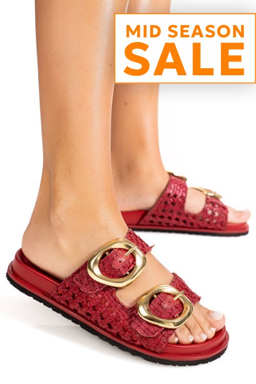 Papuci rosii piele naturala ts77im-a4111