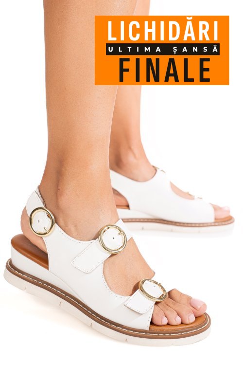 Sandale albe piele naturala ts77im-a3753