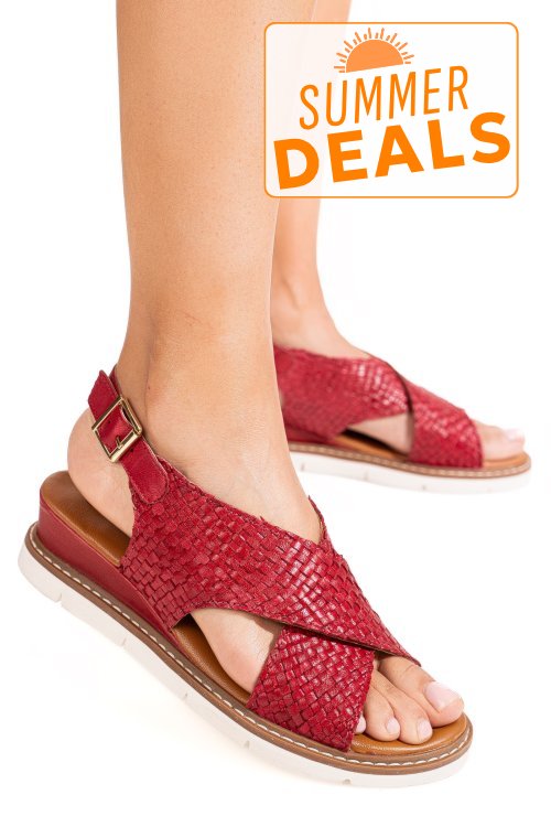 Sandale rosii piele naturala ts77im-a3741