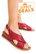 SANDALE ROSII PIELE NATURALA TS77IM-A3741