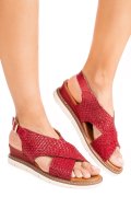 SANDALE ROSII PIELE NATURALA TS77IM-A3741