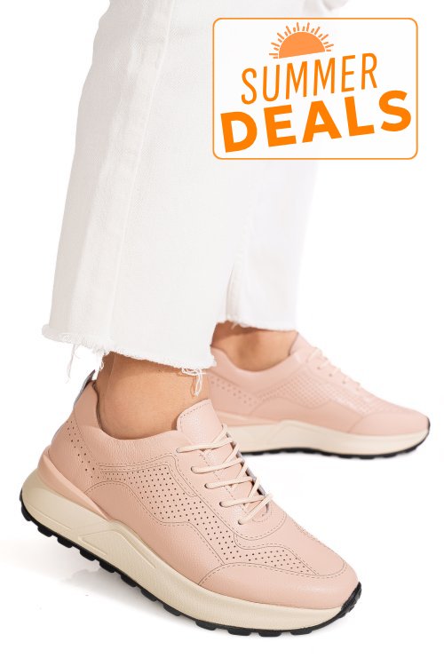 Pantofi sport pink piele naturala aspn368