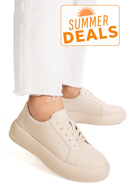 Pantofi sport bej piele naturala tsp-8083