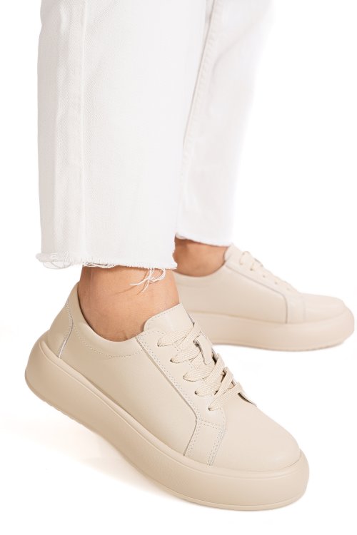 Pantofi sport bej piele naturala tsp-8083