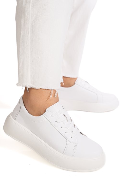Pantofi sport albi piele naturala tsp-8083