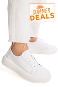 PANTOFI SPORT ALBI PIELE NATURALA TSP-8083