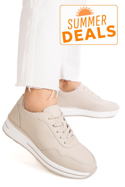 Pantofi sport bej piele naturala fsp001-768