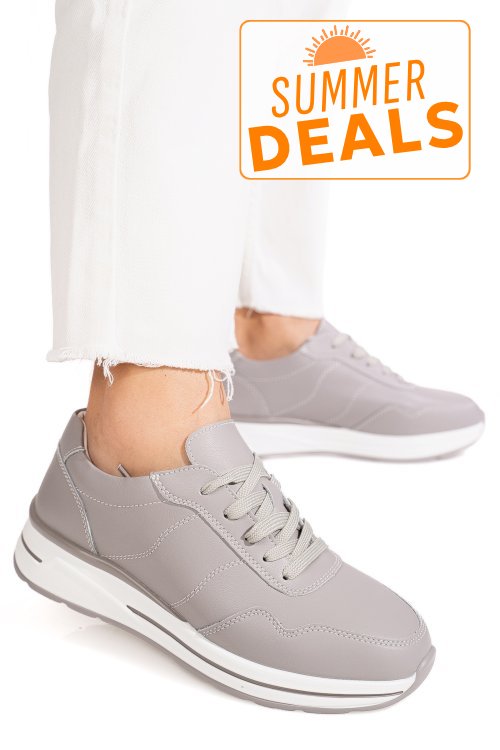 Pantofi sport gri piele naturala fsp001-768