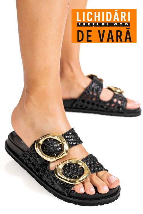 Papuci negri piele naturala ts77im-a4111
