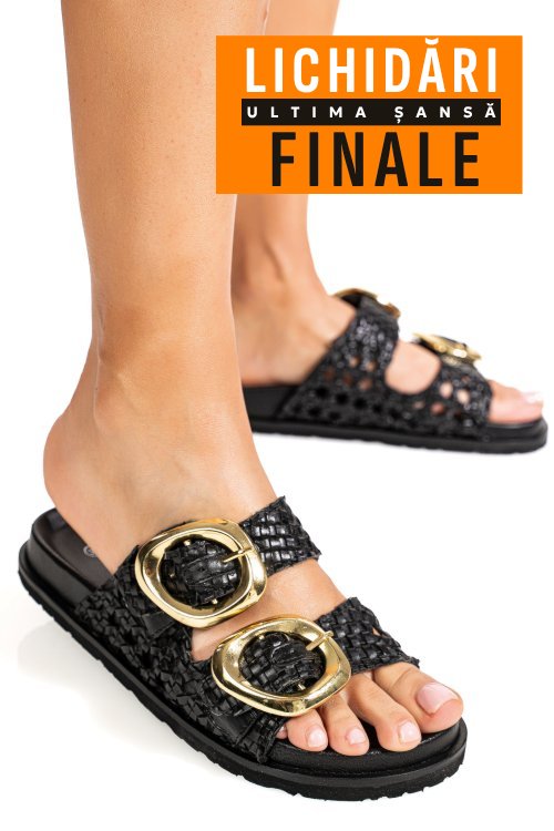 Papuci negri piele naturala ts77im-a4111