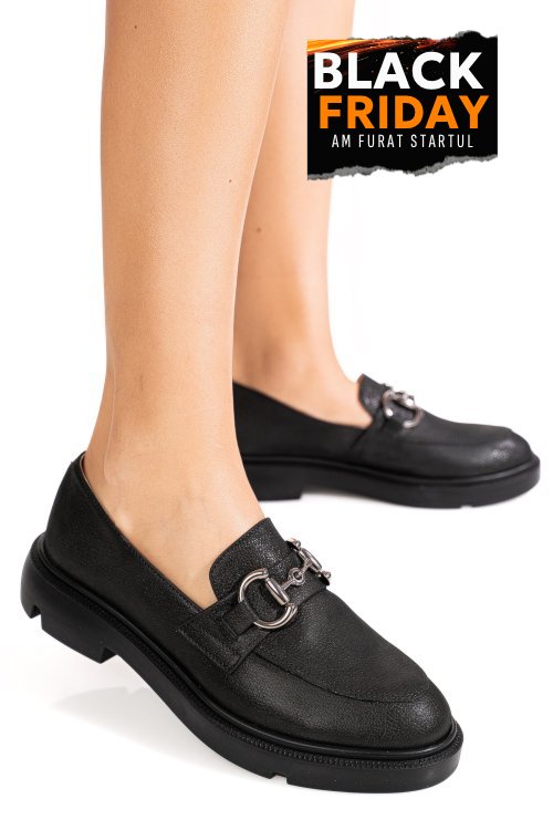 Mocasini negru sidef piele naturala 1s77243
