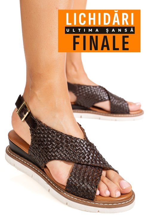 Sandale maro inchis piele naturala ts77im-a3741
