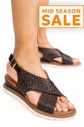 SANDALE MARO INCHIS PIELE NATURALA TS77IM-A3741