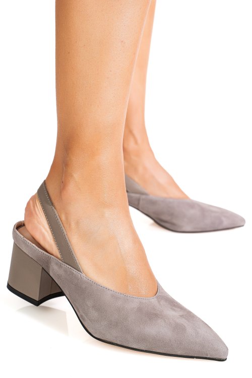 Pantofi gri piele naturala intoarsa tpcn6606