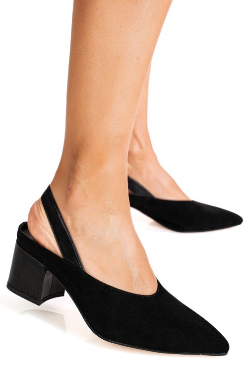 Pantofi negri piele naturala intoarsa tpcn6606