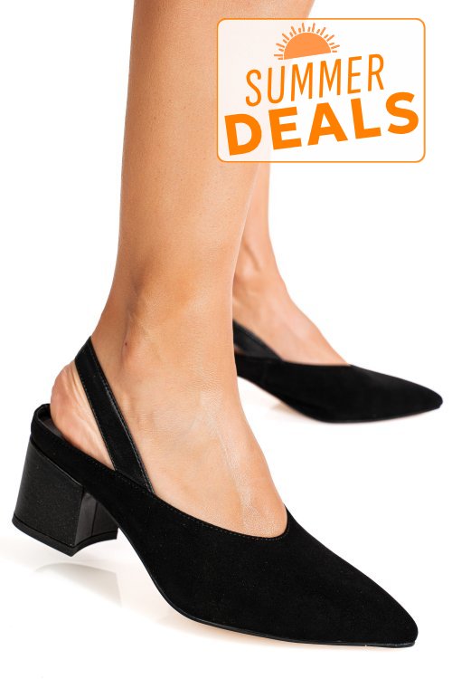Pantofi negri piele naturala intoarsa tpcn6606