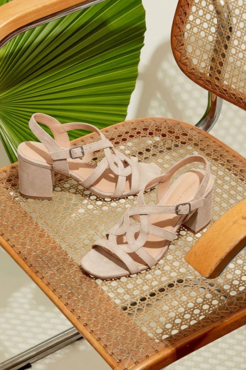 Sandale bej piele naturala intoarsa es77m8660