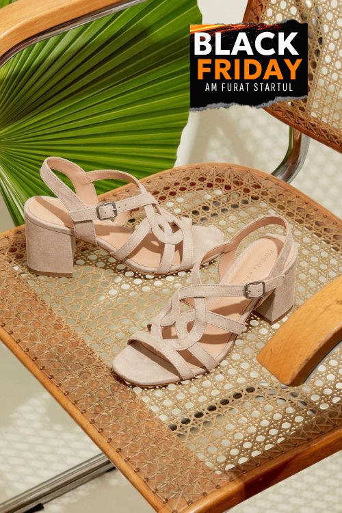 Sandale bej piele naturala intoarsa es77m8660