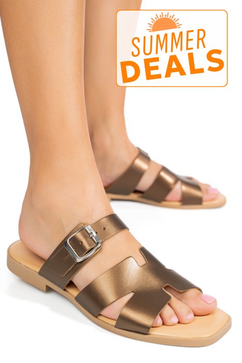 Papuci bronz piele naturala sspole
