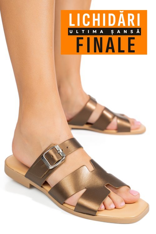 Papuci bronz piele naturala sspole