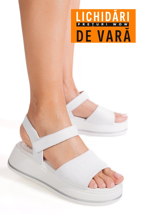 Sandale albe piele naturala tsp6032