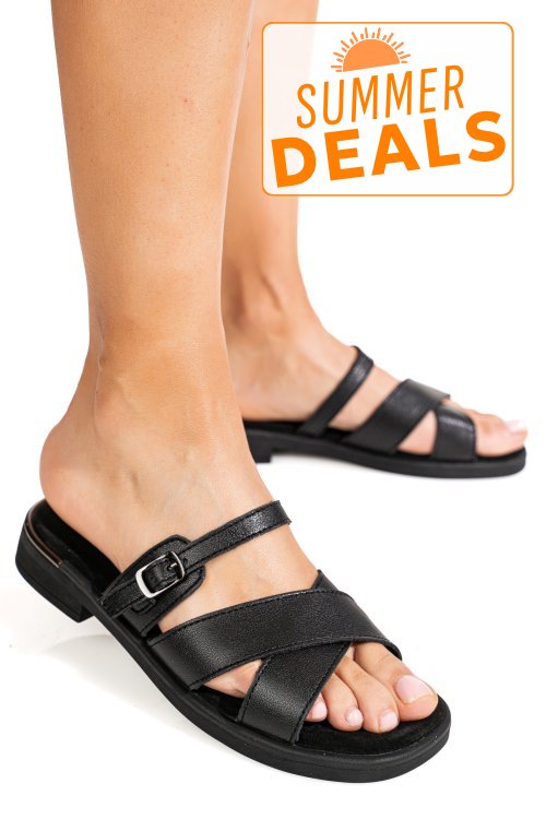 Sandale negre piele naturala fsp002545