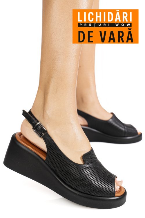 Sandale negre piele naturala 7pc35