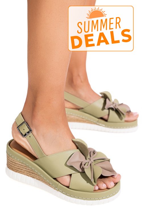 Sandale olive piele naturala 2pc18