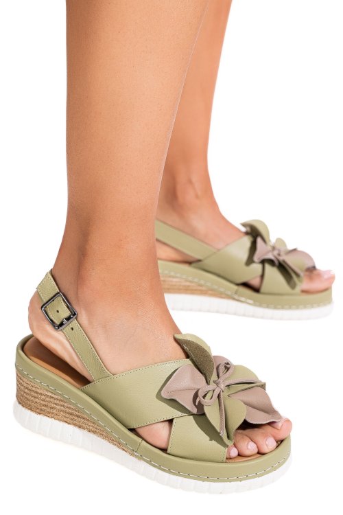 Sandale olive piele naturala 2pc18