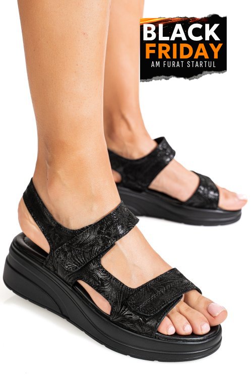 Sandale negre piele naturala tsp8051