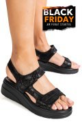 SANDALE NEGRE PIELE NATURALA TSP8051