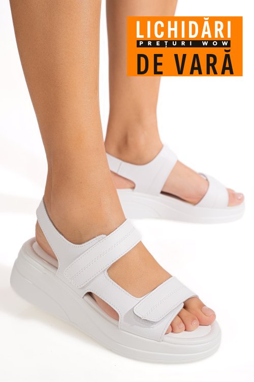 Sandale albe piele naturala tsp8051