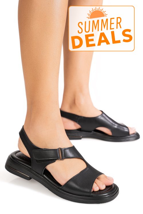 Sandale negre piele naturala tpc8023