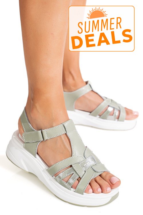 Sandale olive piele naturala jpcy57811