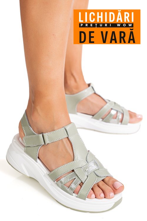 Sandale olive piele naturala jpcy57811