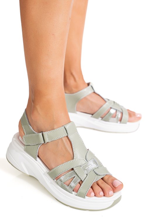 Sandale olive piele naturala jpcy57811