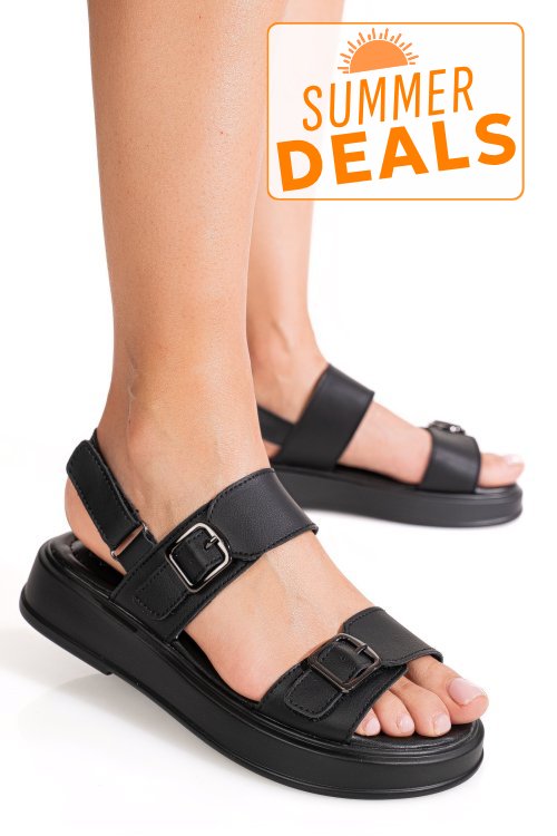 Sandale negre piele naturala tpc80602