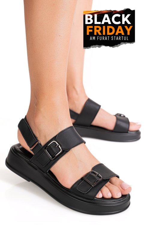 Sandale negre piele naturala tpc80602