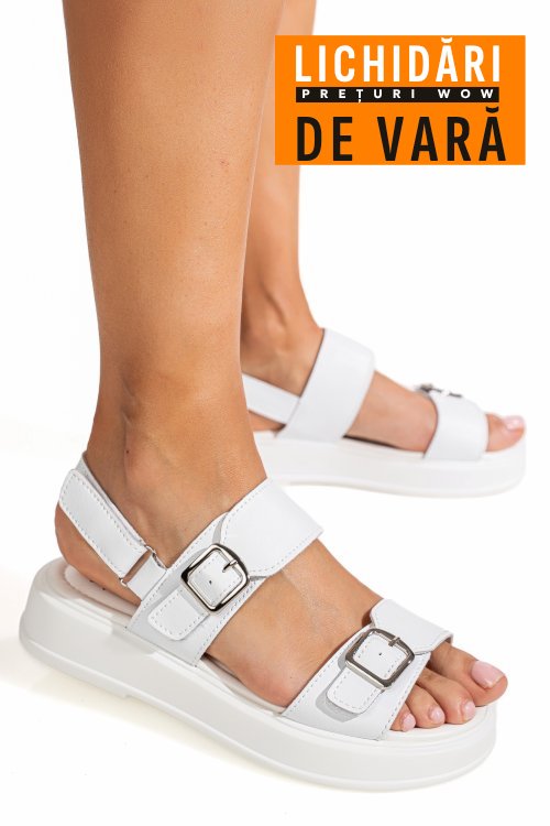 Sandale albe piele naturala tpc80602
