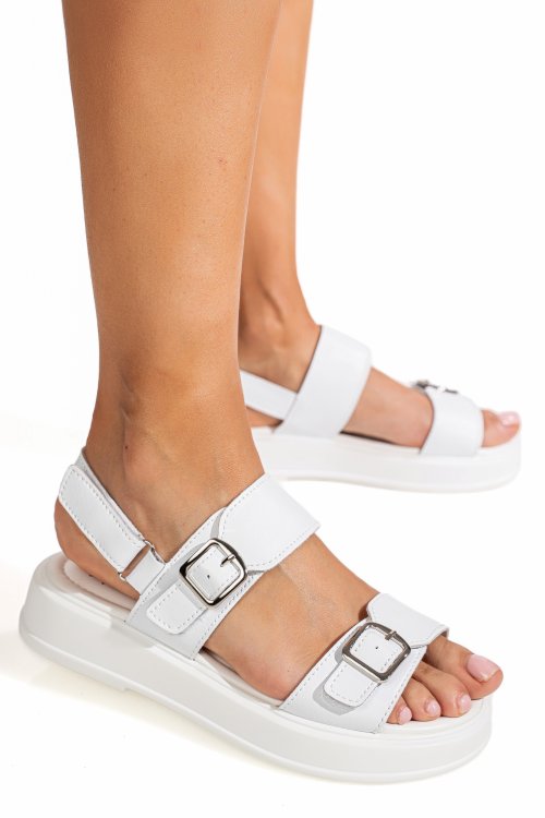 Sandale albe piele naturala tpc80602