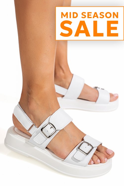 Sandale albe piele naturala tpc80602