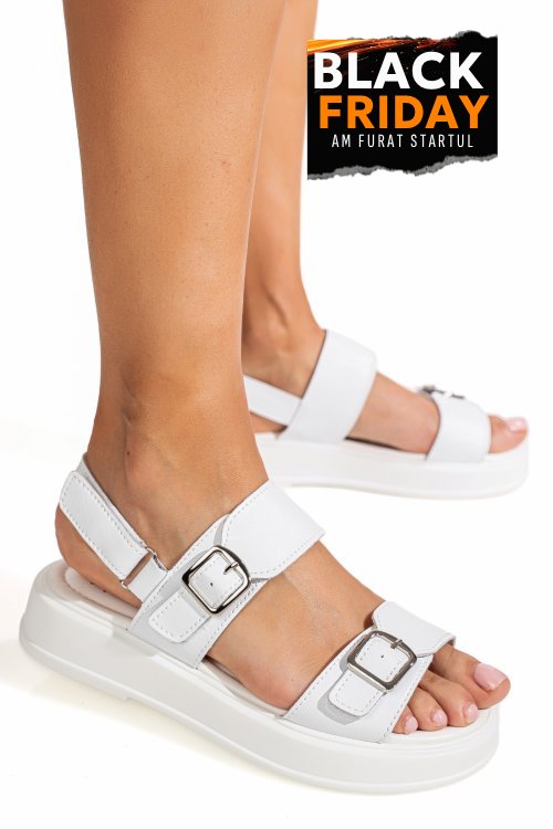 Sandale albe piele naturala tpc80602