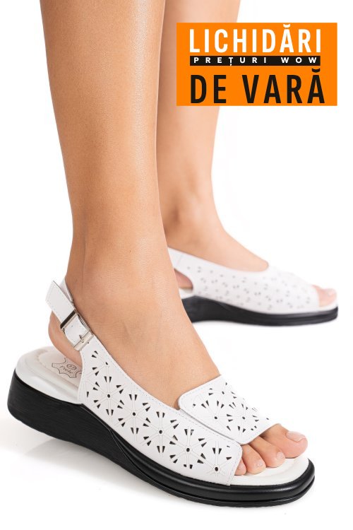Sandale albe piele naturala tpc8027