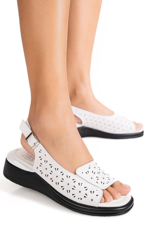 Sandale albe piele naturala tpc8027